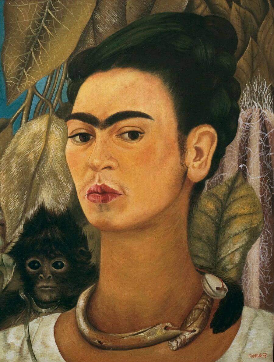 Self portrait with a monkey - by Frida Kahlo