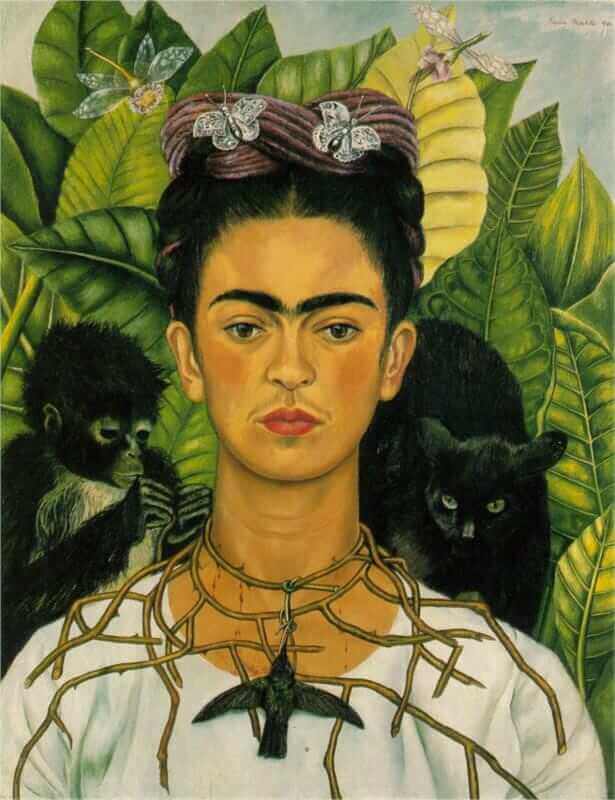 Self Portrait with Necklace of Thorns - by Frida Kahlo